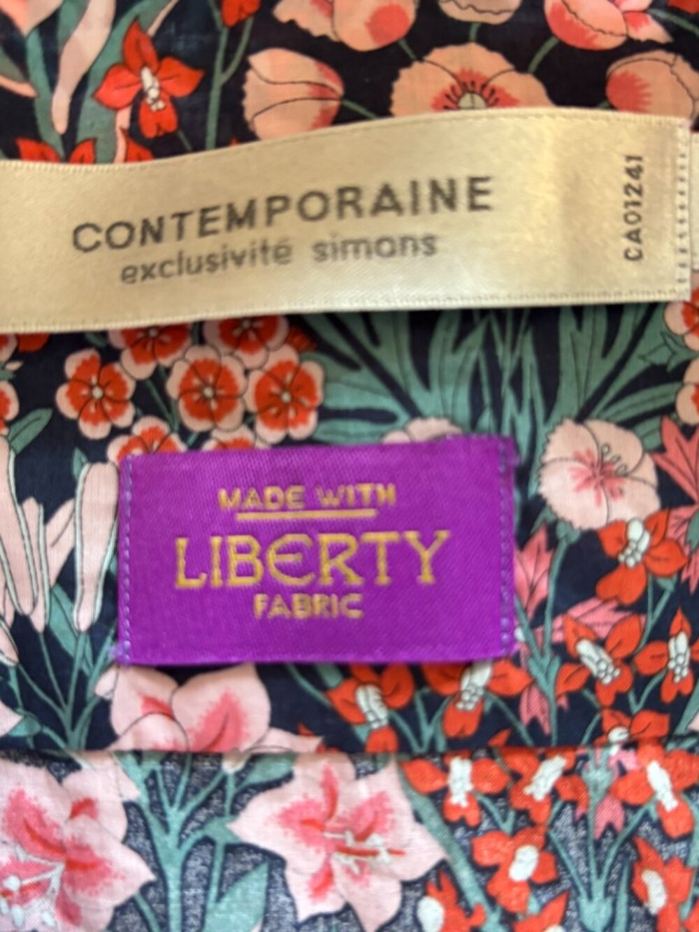 Contemporaine Liberty Fabric 100% Cotton Floral Blouse Pink Green M EUC